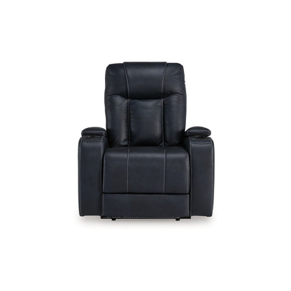 Callum Power Recliner Chair, Adjustable Headrest, Black Faux Leather