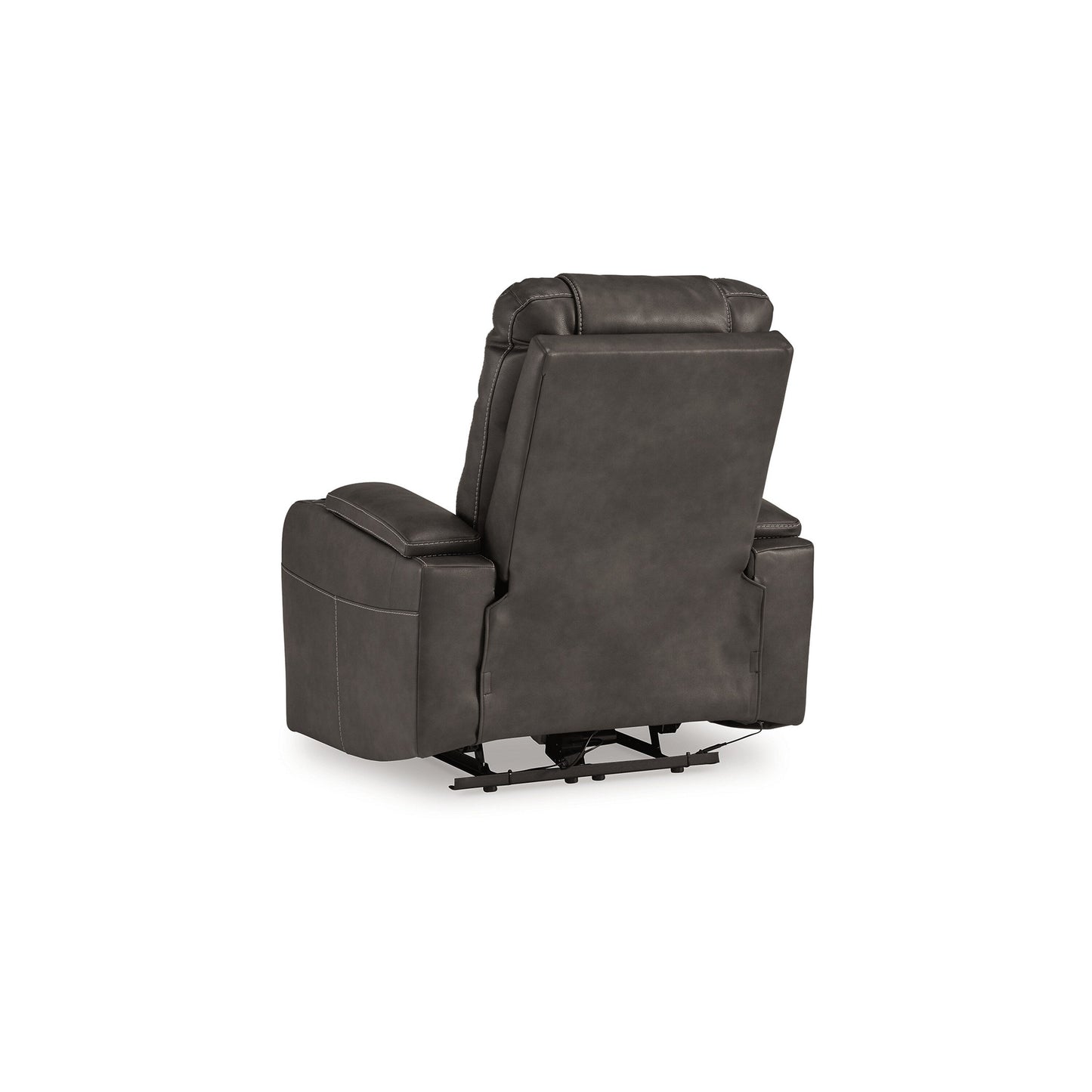 Callum Power Recliner Chair, Adjustable Headrest, Gray Faux Leather