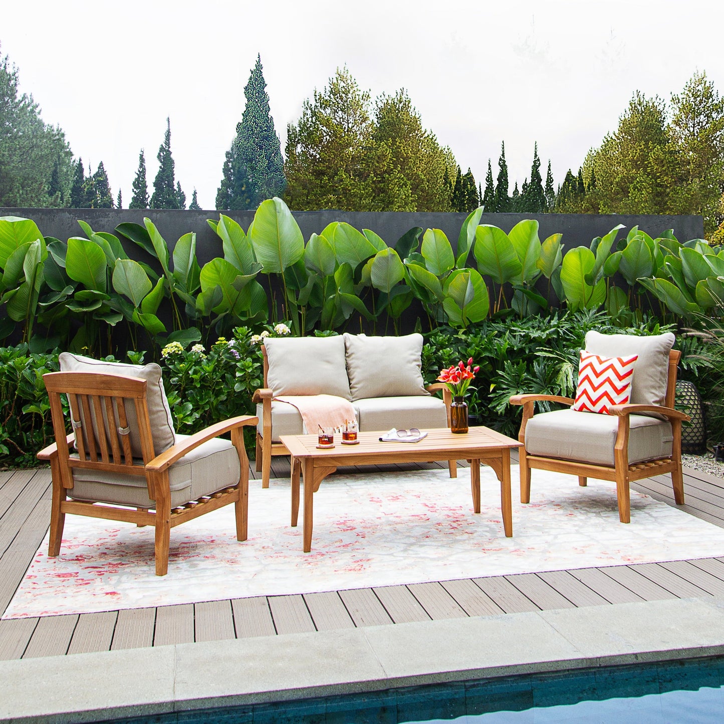Cambridge Casual Caterina 4-piece Teak Patio Conversation Set