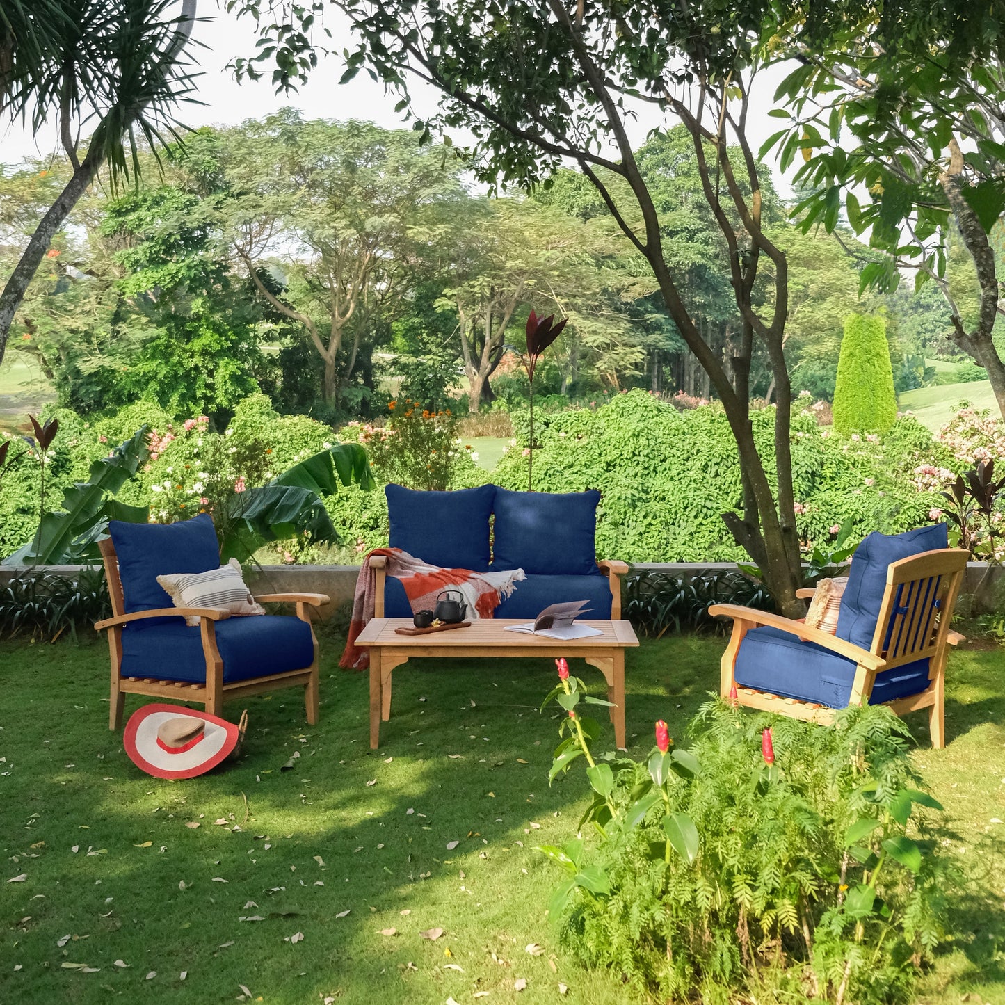 Cambridge Casual Caterina 4-piece Teak Patio Conversation Set