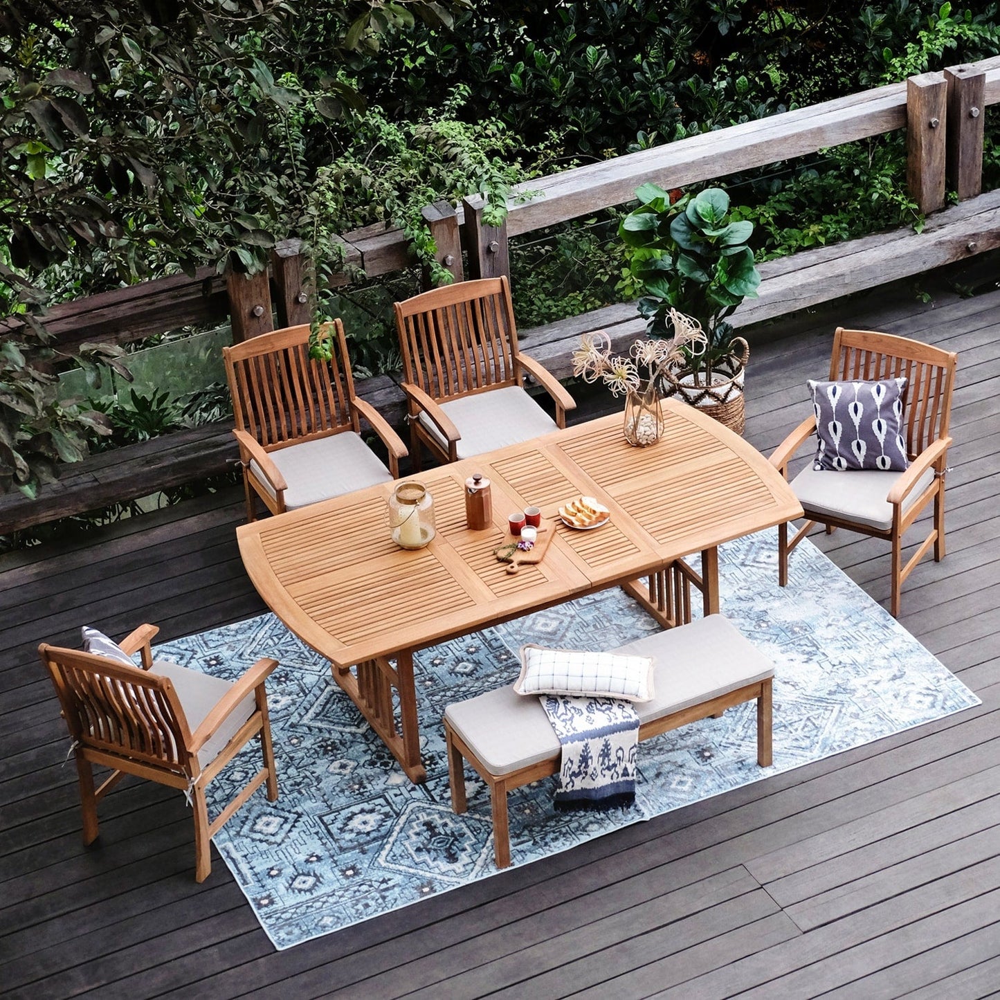 Cambridge Casual Caterina 6-Piece Teak Outdoor Extendable Dining Set