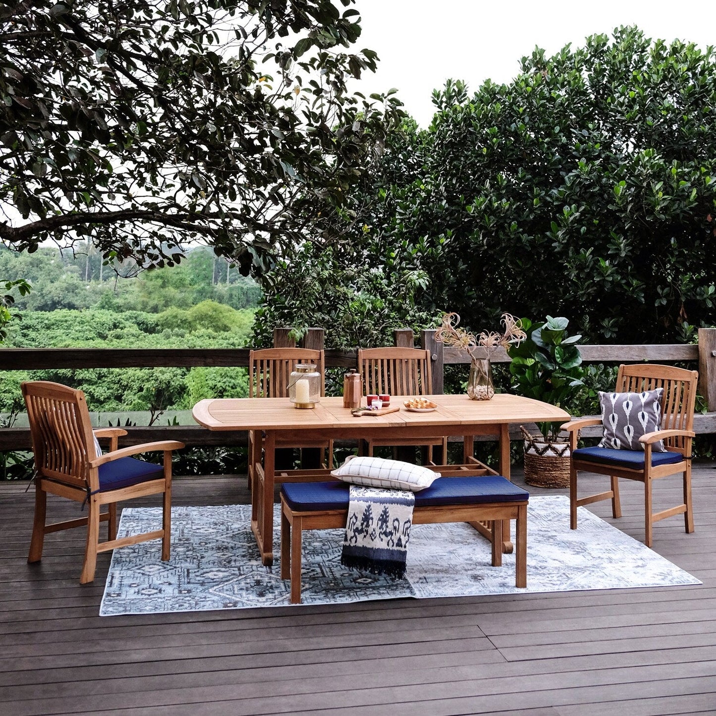 Cambridge Casual Caterina 6-Piece Teak Outdoor Extendable Dining Set