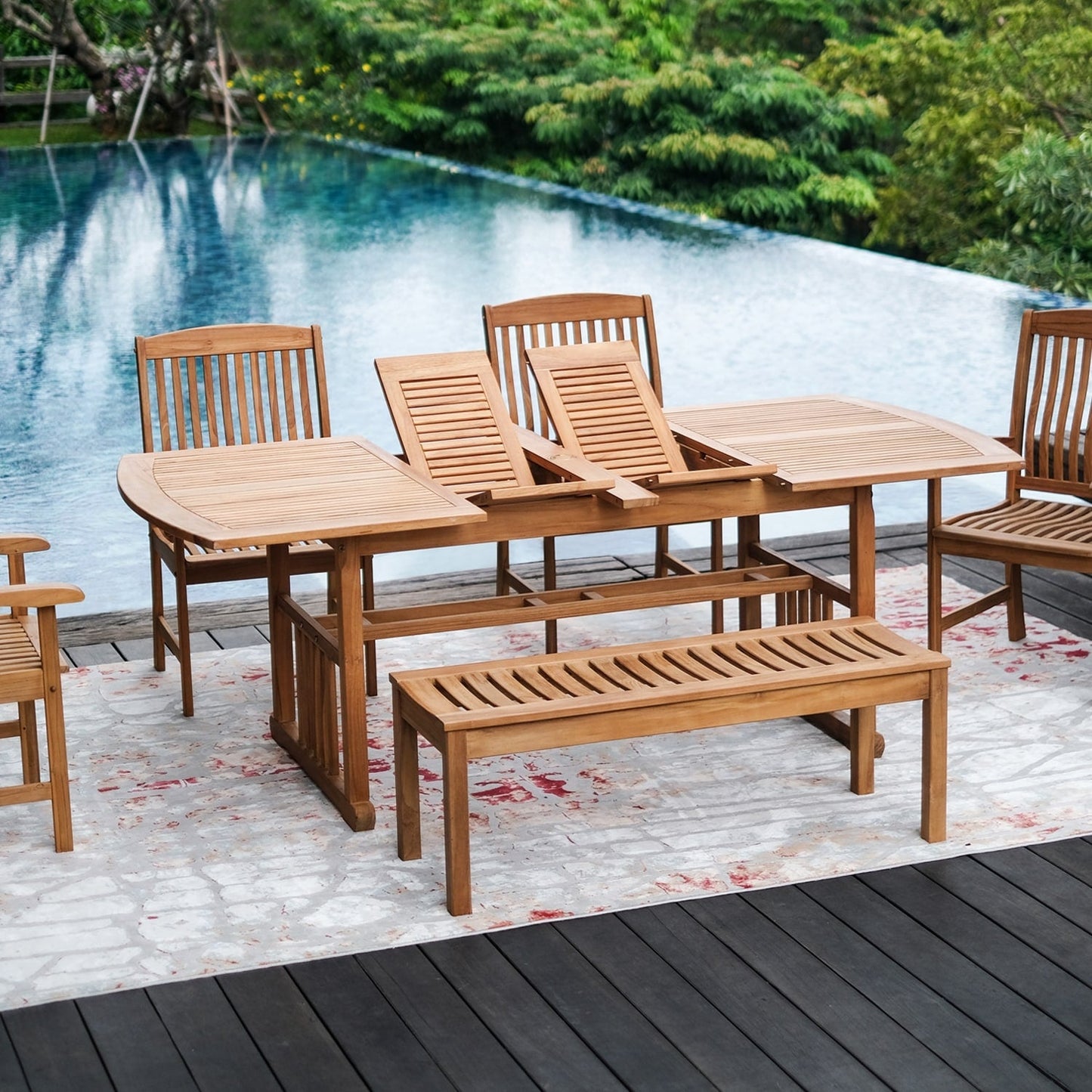 Cambridge Casual Caterina 6-Piece Teak Outdoor Extendable Dining Set