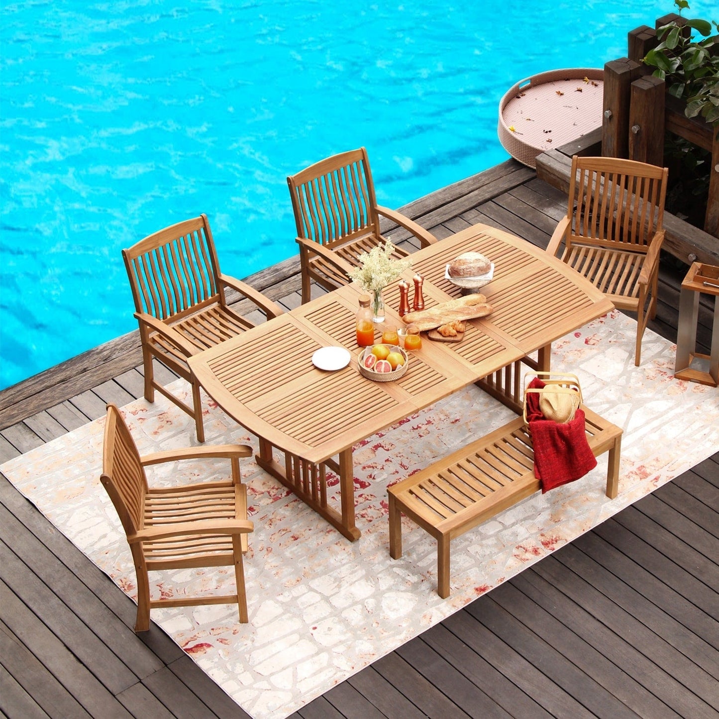Cambridge Casual Caterina 6-Piece Teak Outdoor Extendable Dining Set