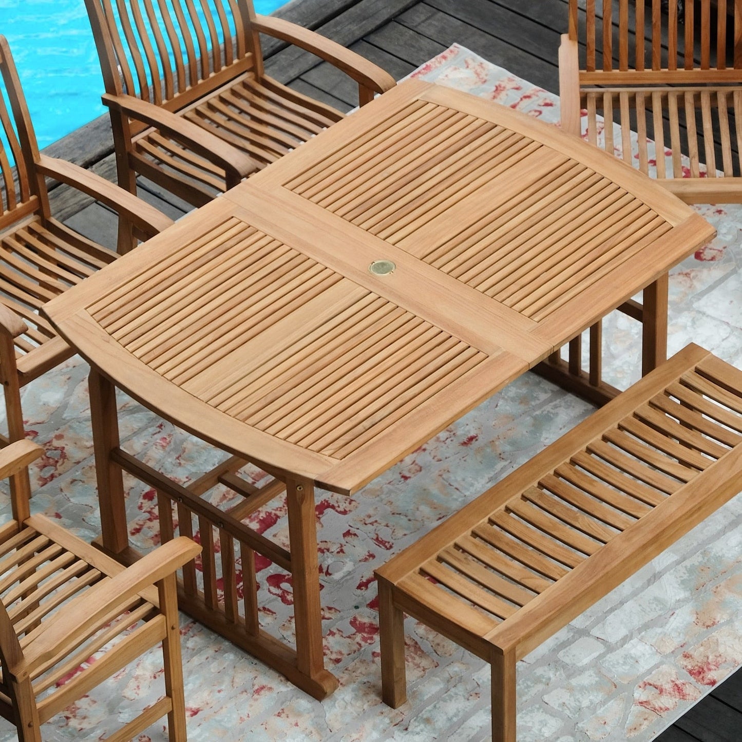 Cambridge Casual Caterina 6-Piece Teak Outdoor Extendable Dining Set