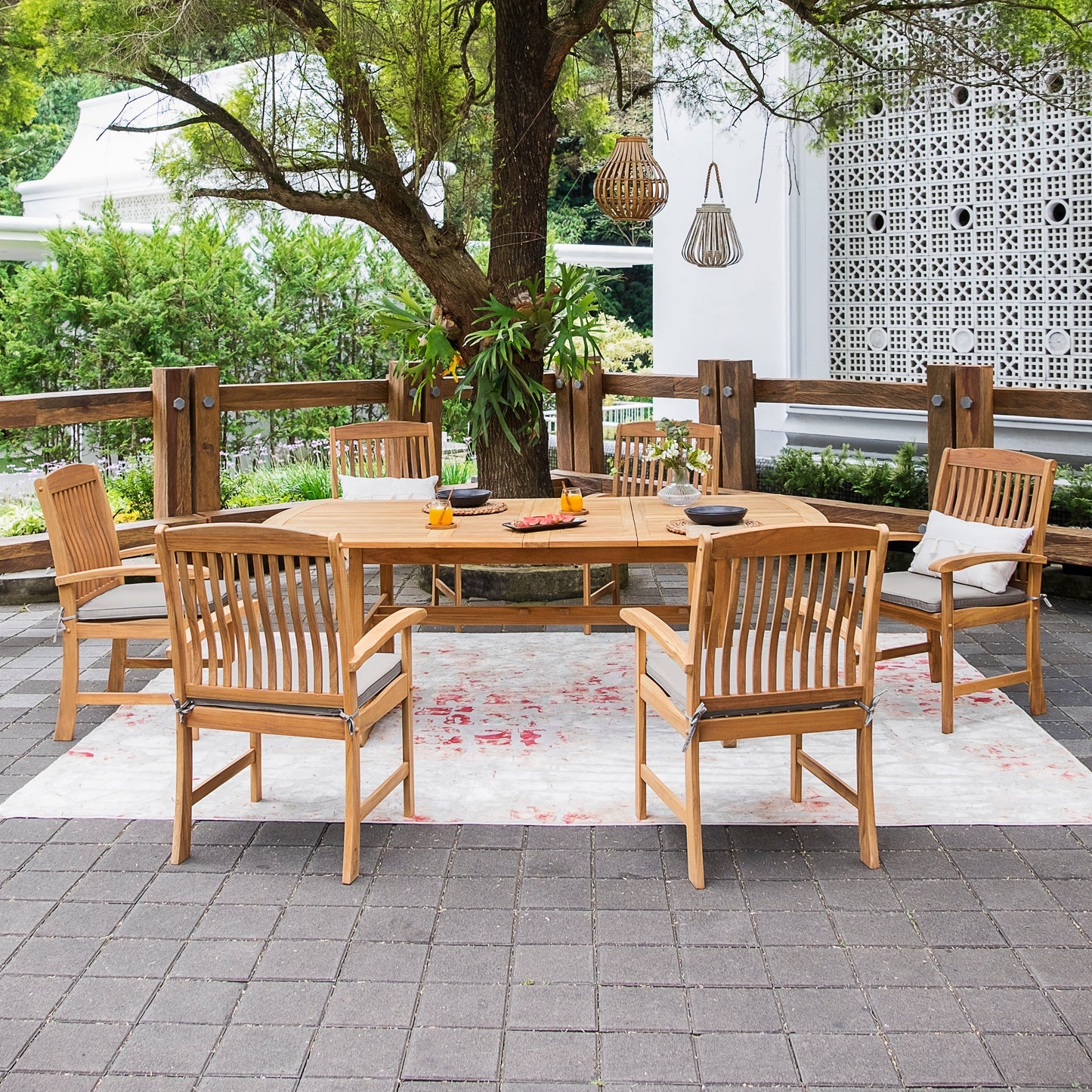 Cambridge Casual Chignik 7-piece Teak Patio Extendable Dining Set