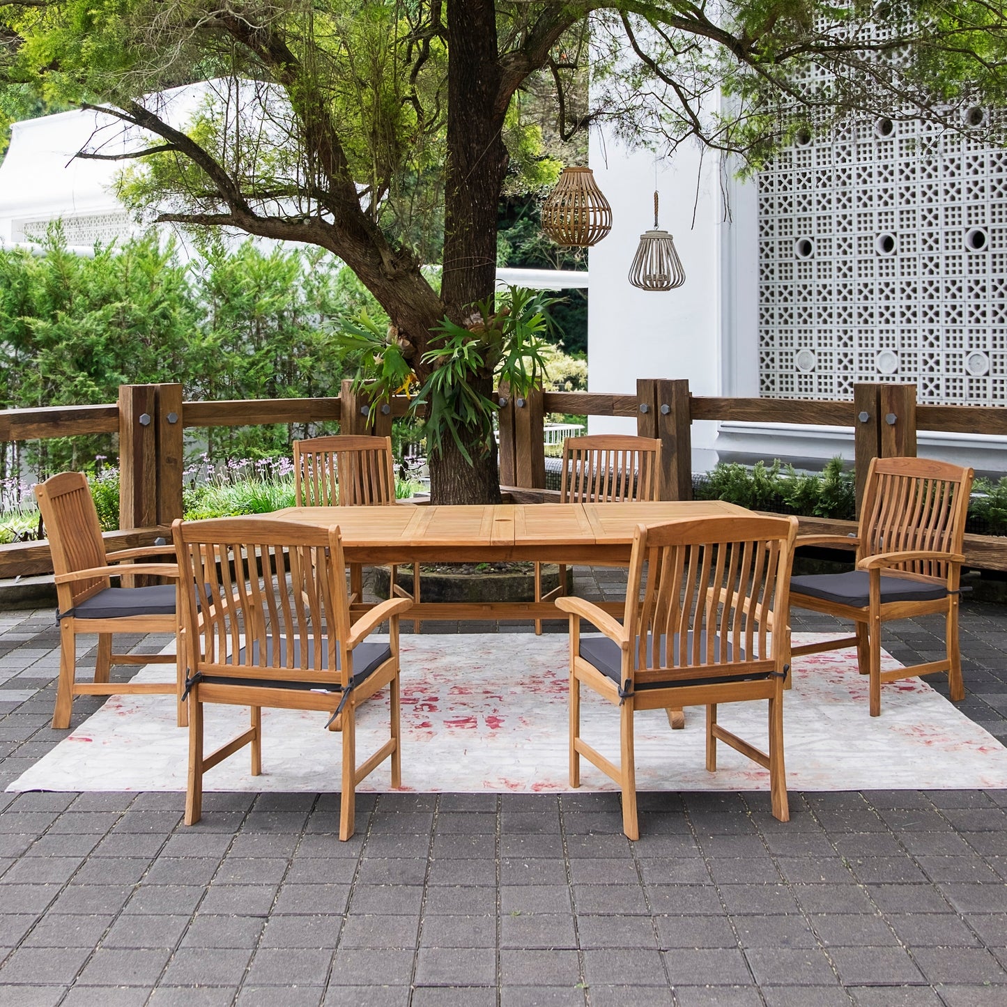 Cambridge Casual Chignik 7-piece Teak Patio Extendable Dining Set