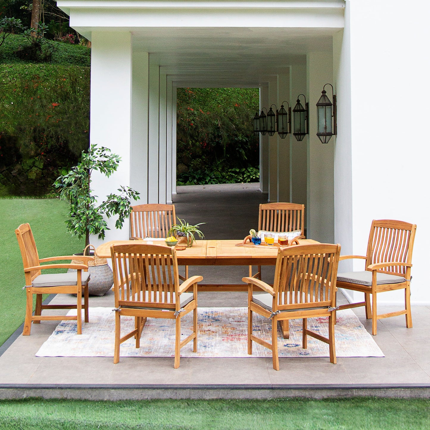 Cambridge Casual Chignik 7-piece Teak Patio Extendable Dining Set