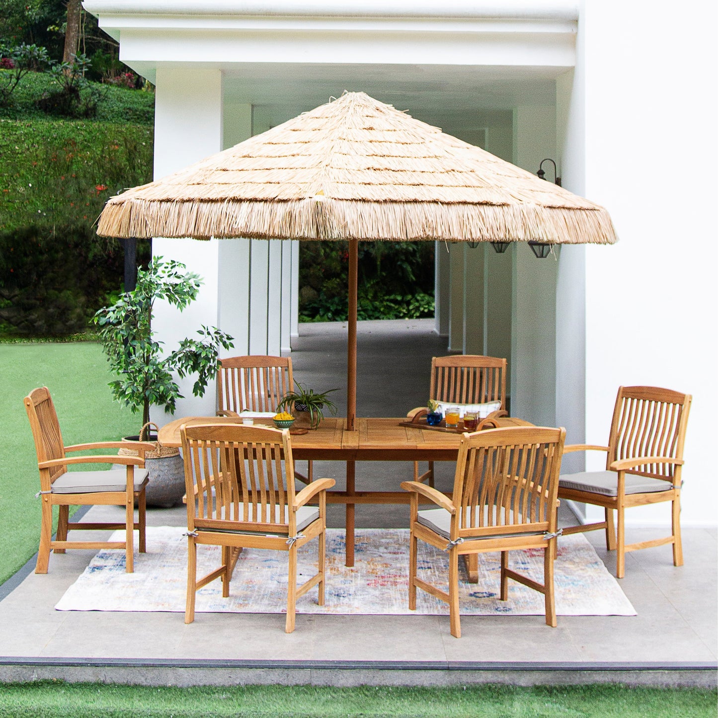 Cambridge Casual Chignik 7-piece Teak Patio Extendable Dining Set