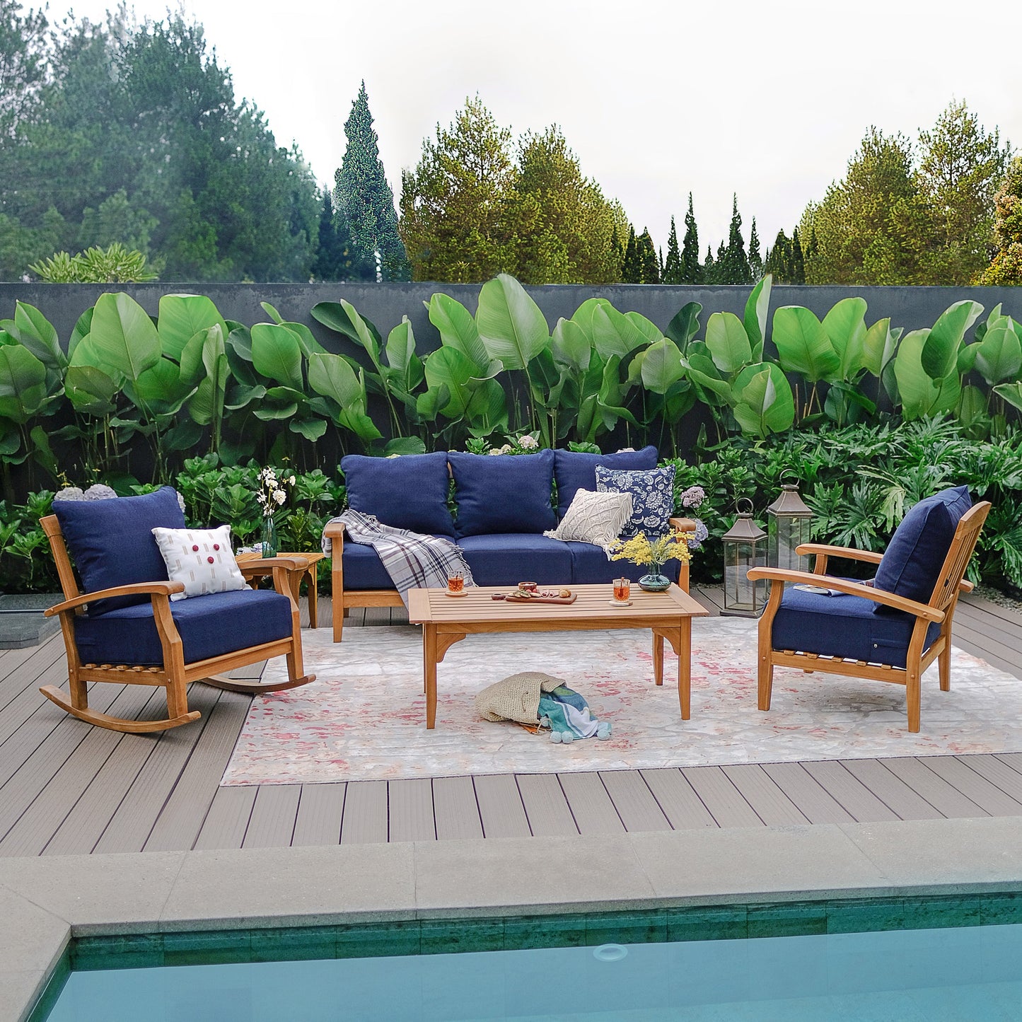 Cambridge Casual Leon 5-piece Teak Wood Patio Conversation Set