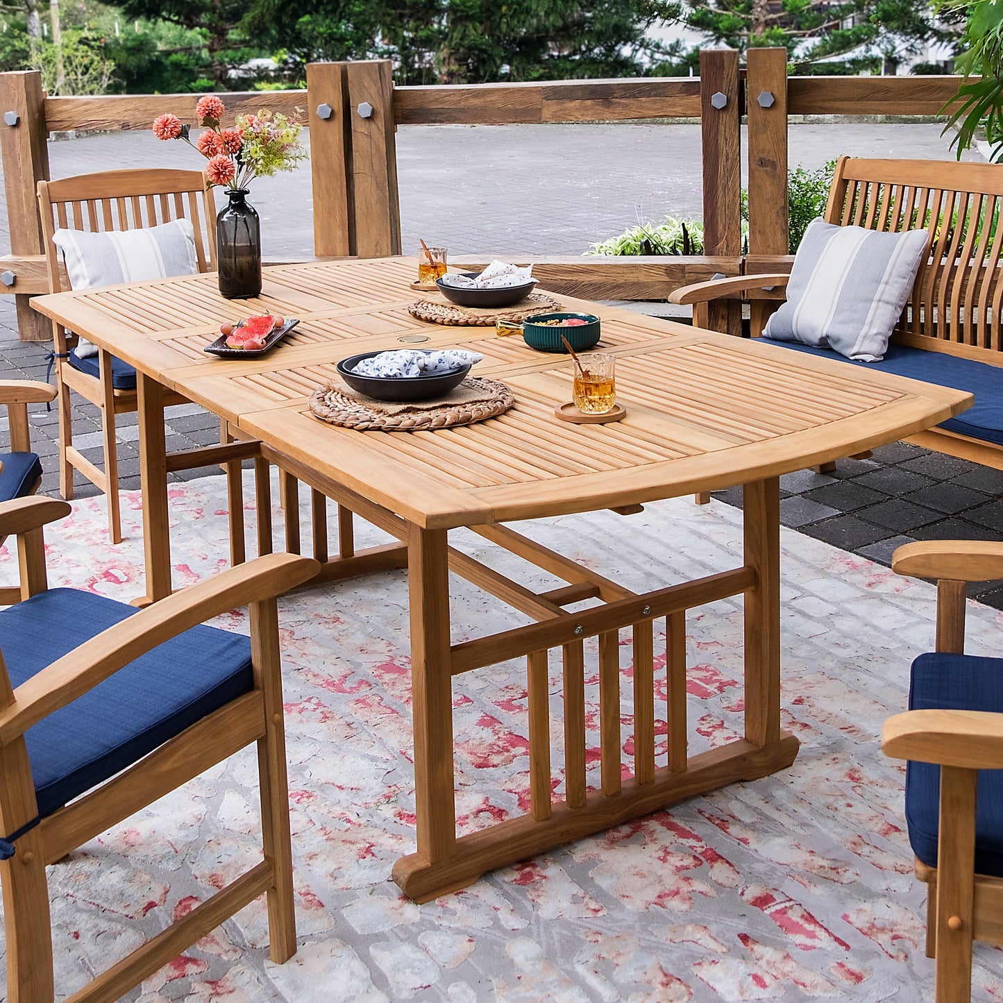 Cambridge Casual Leon 6-Piece Teak Patio Extendable Dining Set
