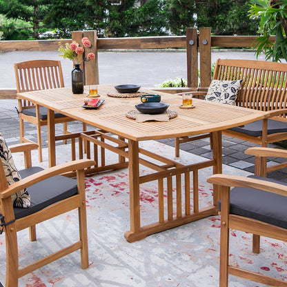 Cambridge Casual Leon 6-Piece Teak Patio Extendable Dining Set