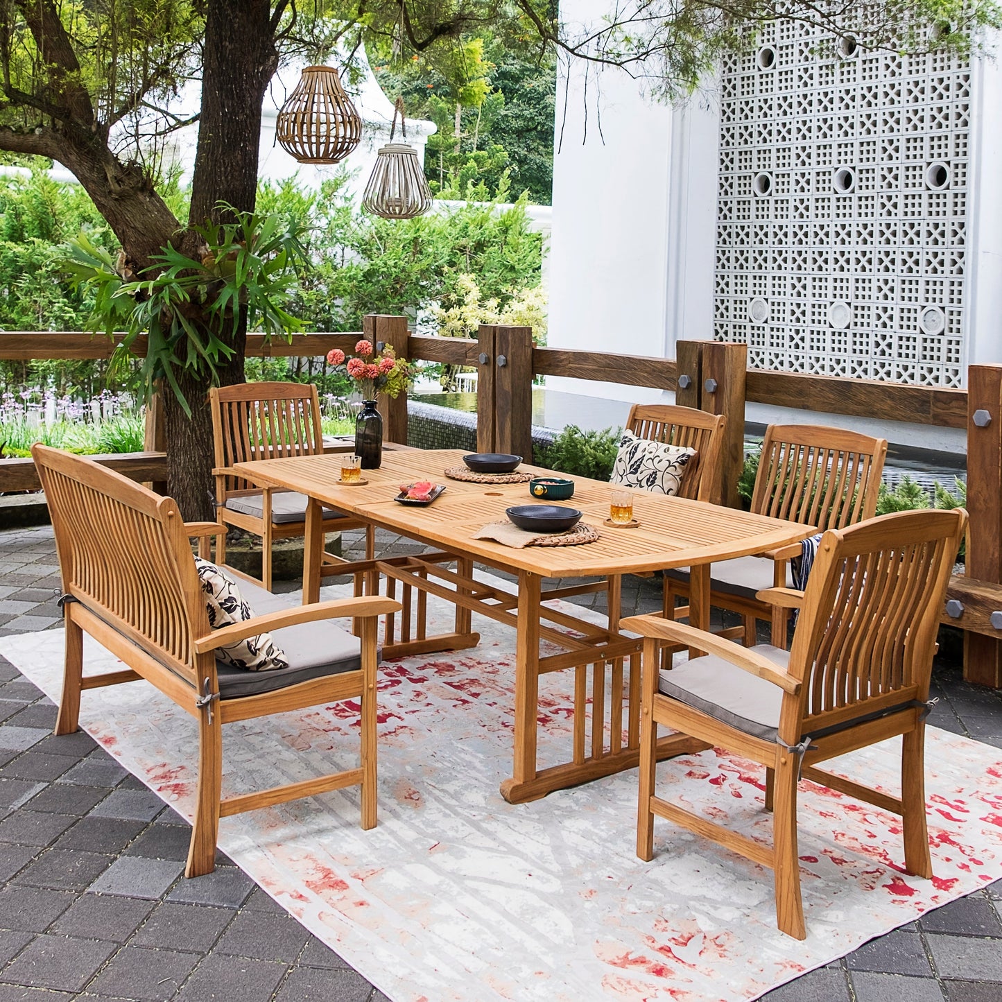 Cambridge Casual Leon 6-Piece Teak Patio Extendable Dining Set