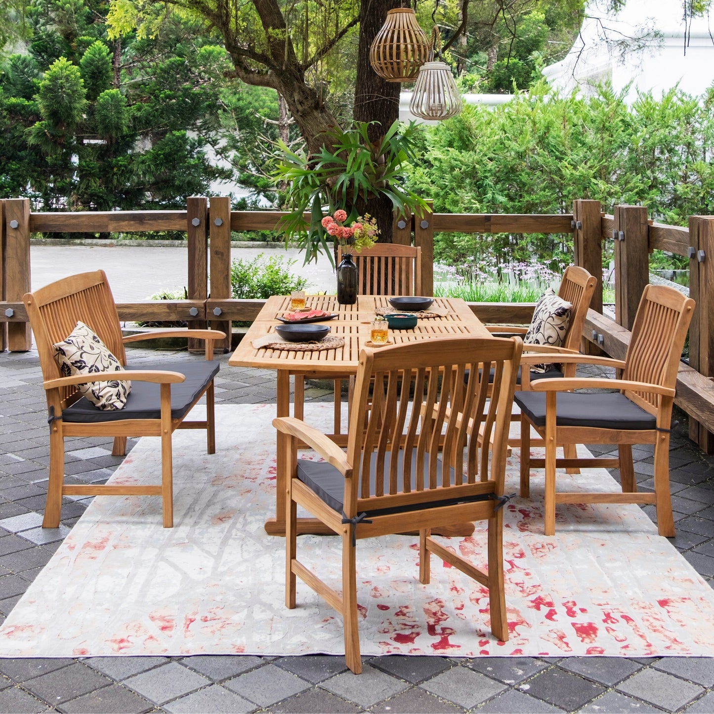 Cambridge Casual Leon 6-Piece Teak Patio Extendable Dining Set