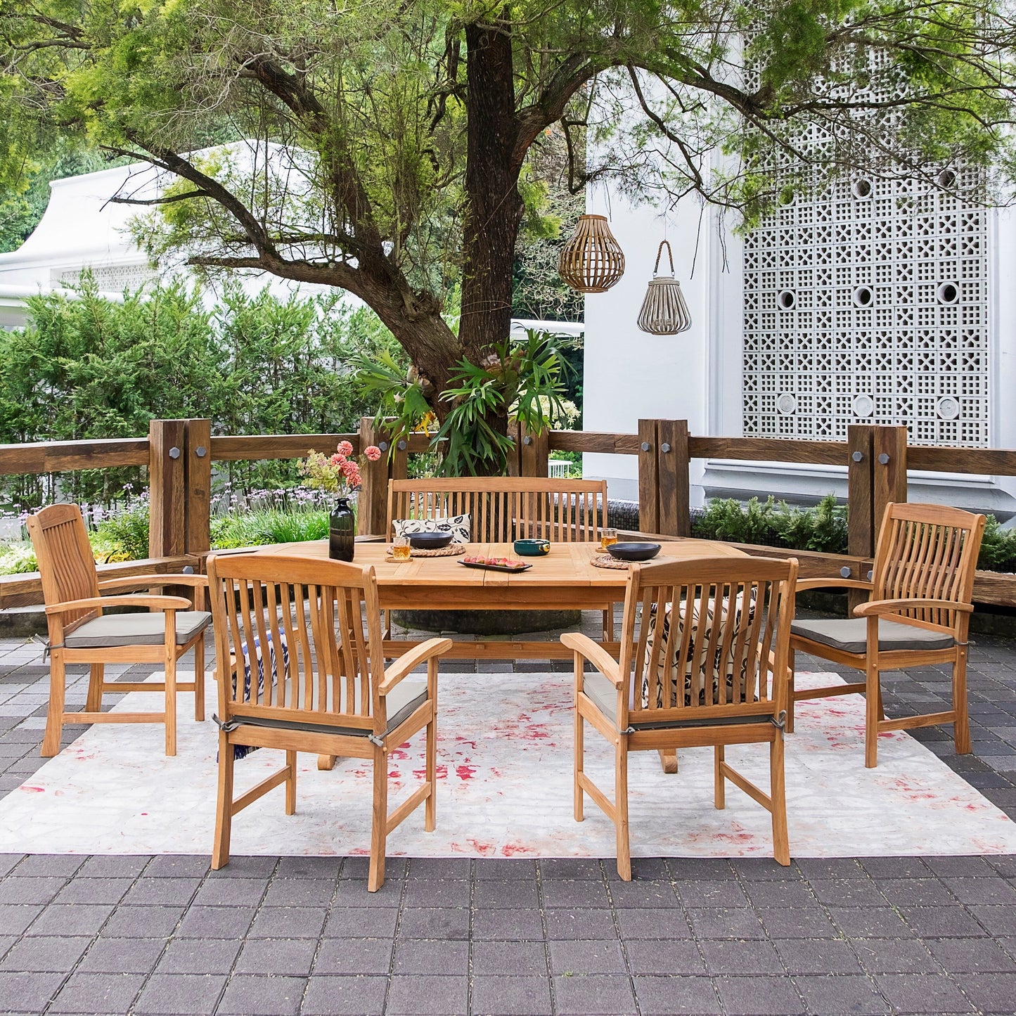 Cambridge Casual Leon 6-Piece Teak Patio Extendable Dining Set