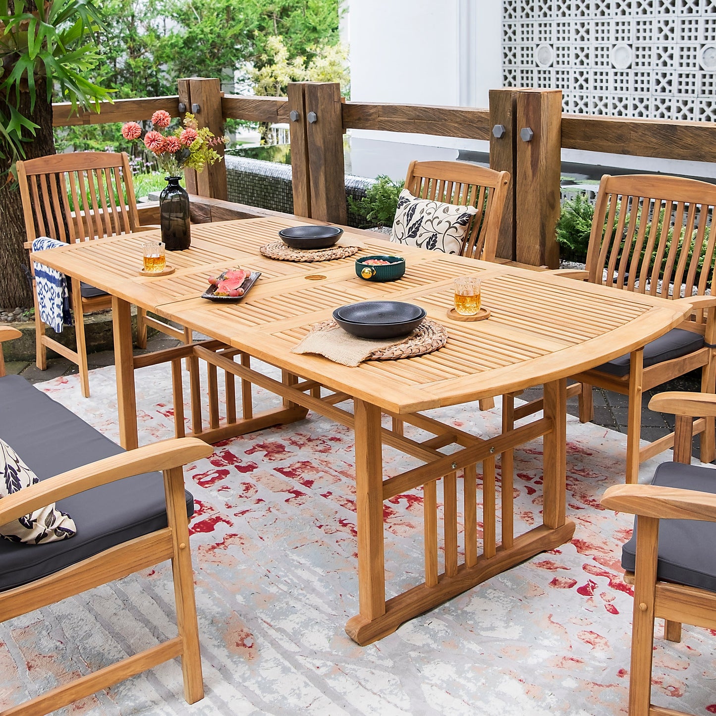 Cambridge Casual Leon 6-Piece Teak Patio Extendable Dining Set