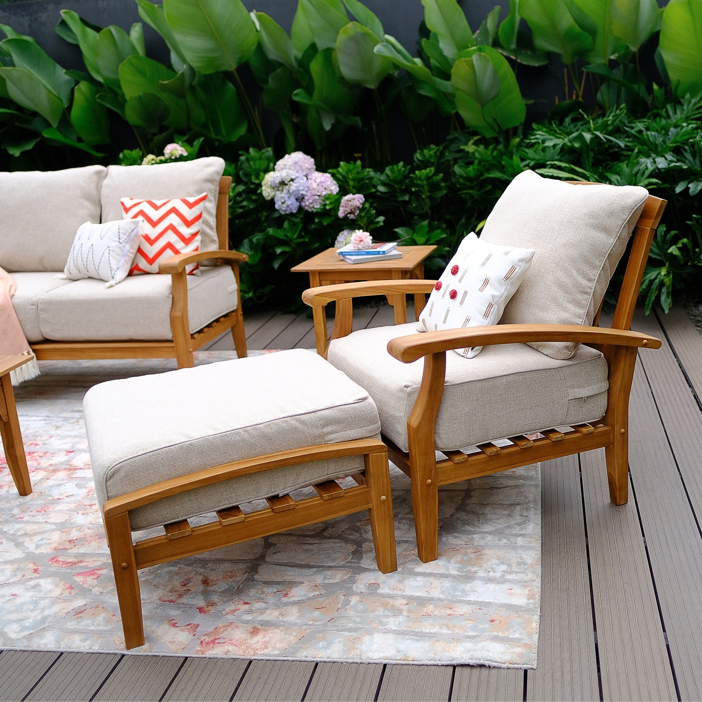 Cambridge Casual Leon 7-piece Teak Patio Conversation Set