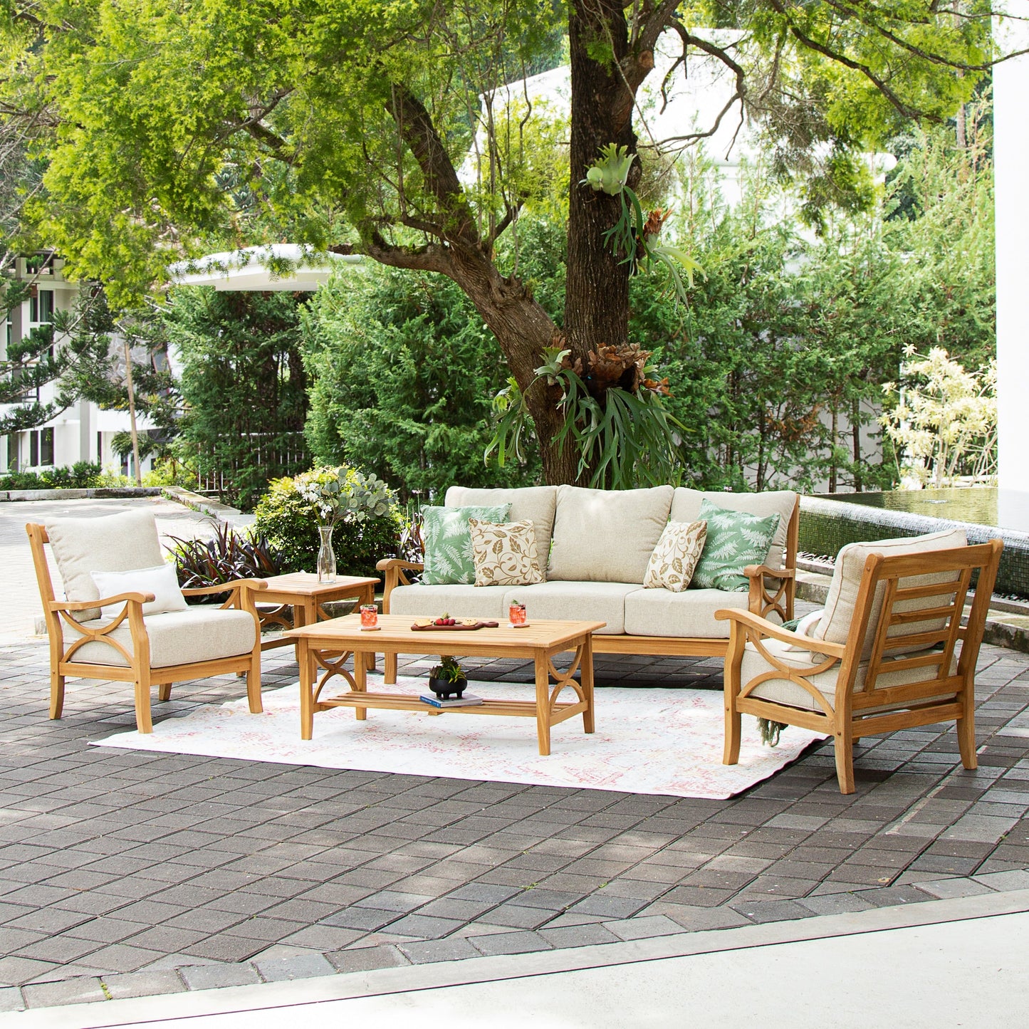 Cambridge Casual Lowell 5-piece Teak Wood Outdoor Conversation Set