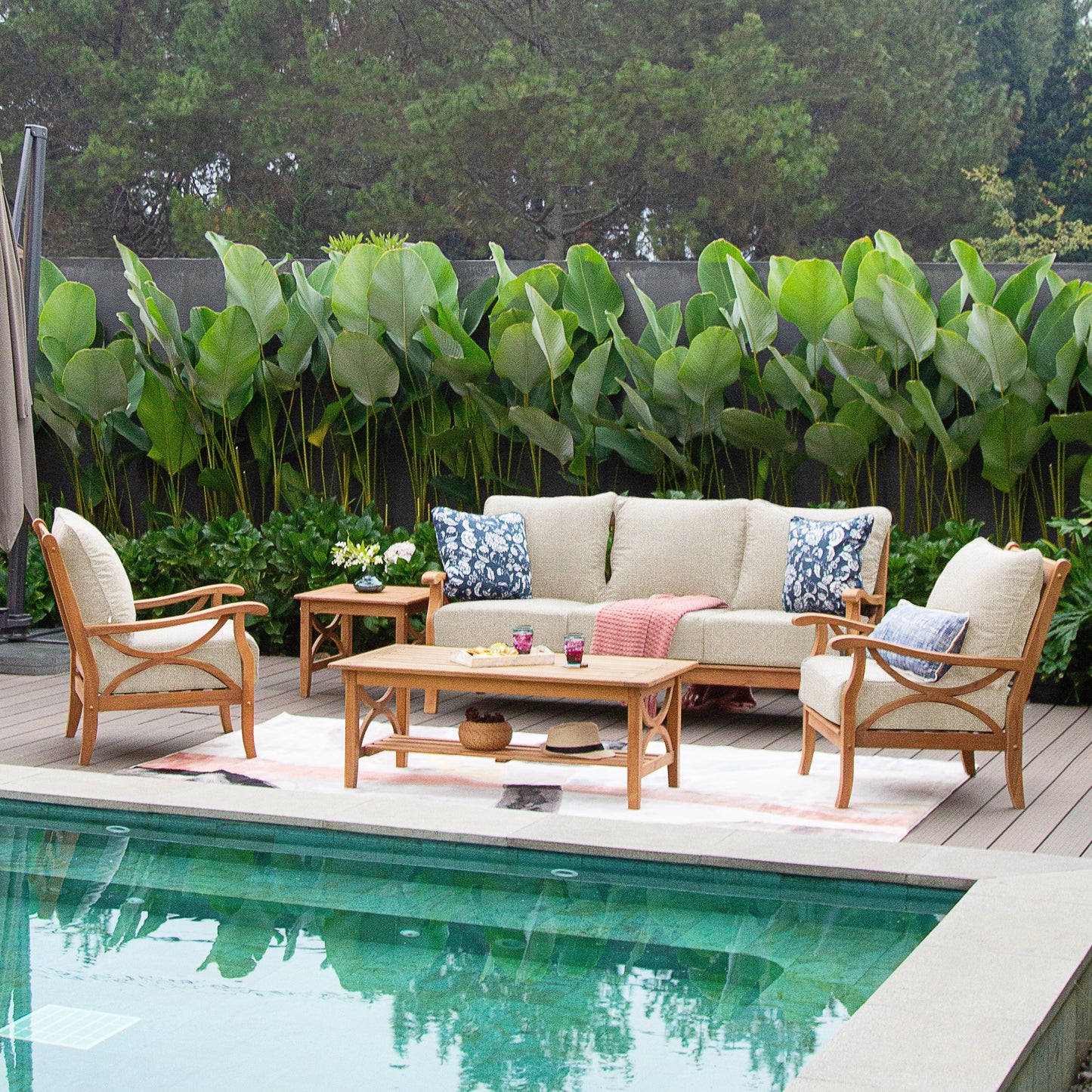 Cambridge Casual Lowell 5-piece Teak Wood Outdoor Conversation Set