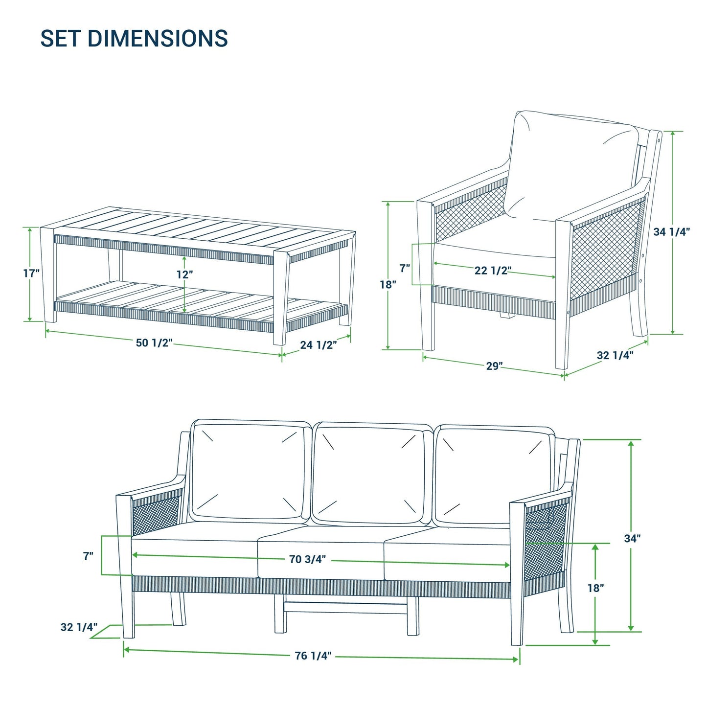 Cambridge Casual Nassau 4-Piece Teak Wood Outdoor Conversation Set