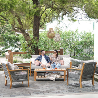 Cambridge Casual Nassau 4-Piece Teak Wood Outdoor Conversation Set