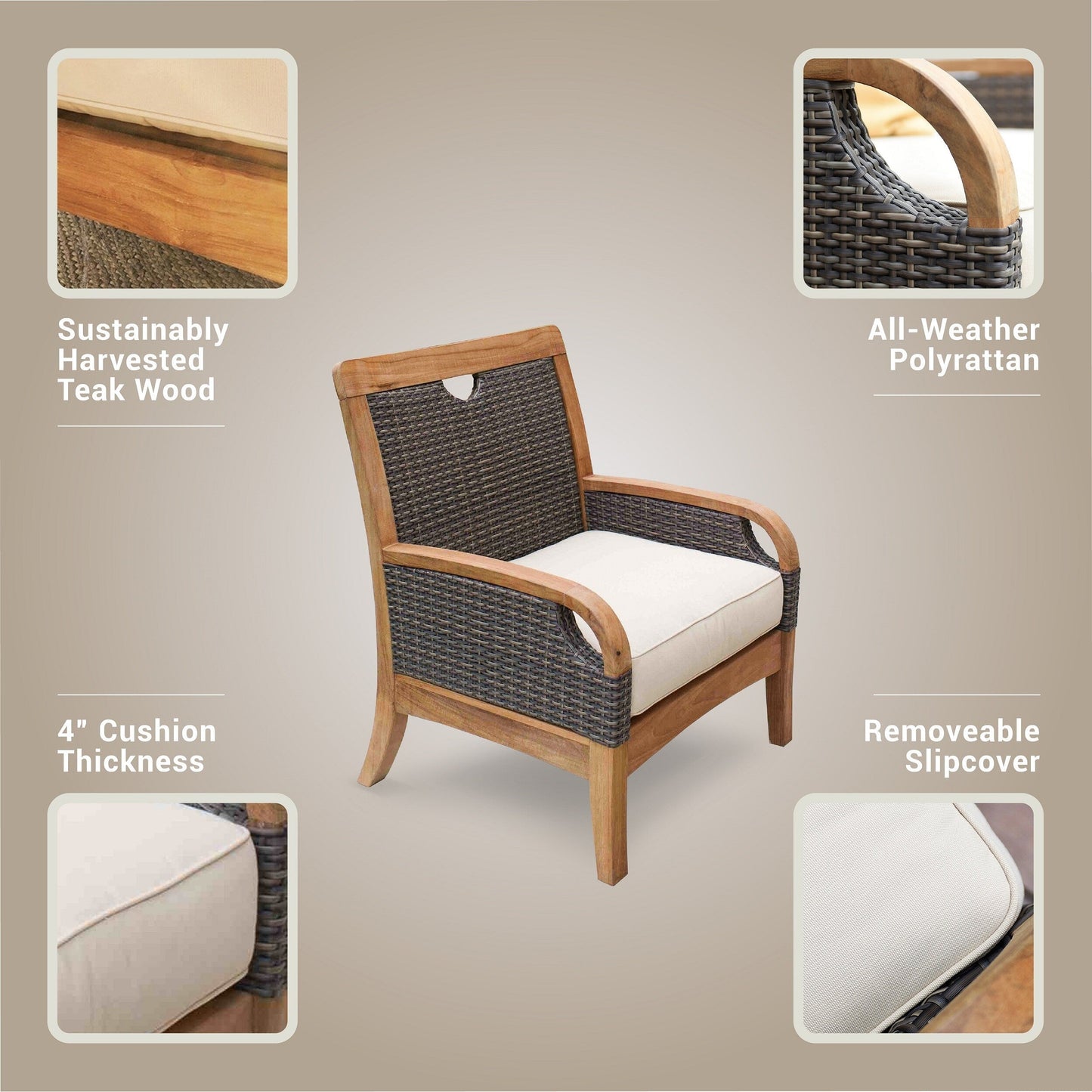 Cambridge Casual Palma 3-piece Teak Wicker Outdoor Chat Set with FREE Pillow