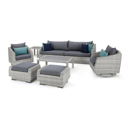 Cannes Deluxe 8 Piece Sunbrella Outdoor Patio Sofa & Club Chair Set