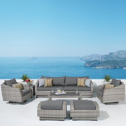 Cannes Deluxe 8 Piece Sunbrella Outdoor Patio Sofa & Club Chair Set