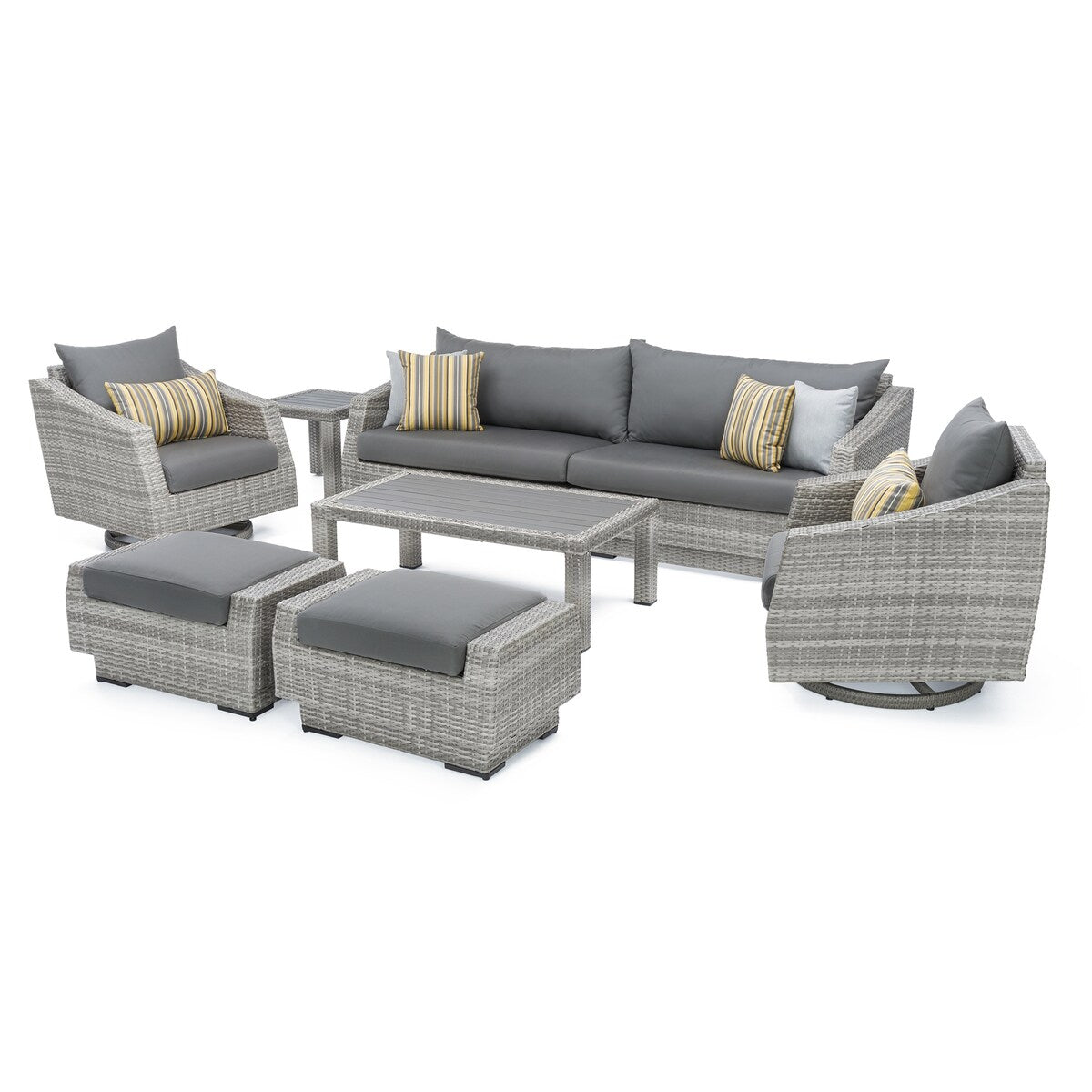 Cannes Deluxe 8 Piece Sunbrella Outdoor Patio Sofa & Club Chair Set