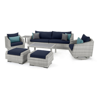 Cannes Deluxe 8 Piece Sunbrella Outdoor Patio Sofa & Club Chair Set