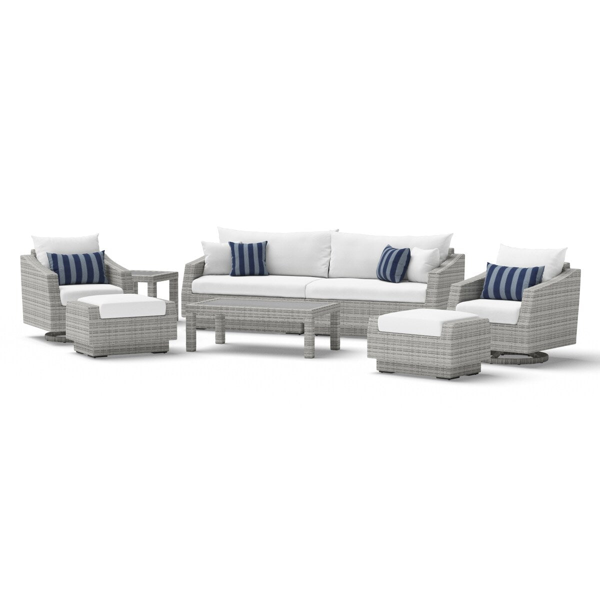 Cannes Deluxe 8 Piece Sunbrella Outdoor Patio Sofa & Club Chair Set