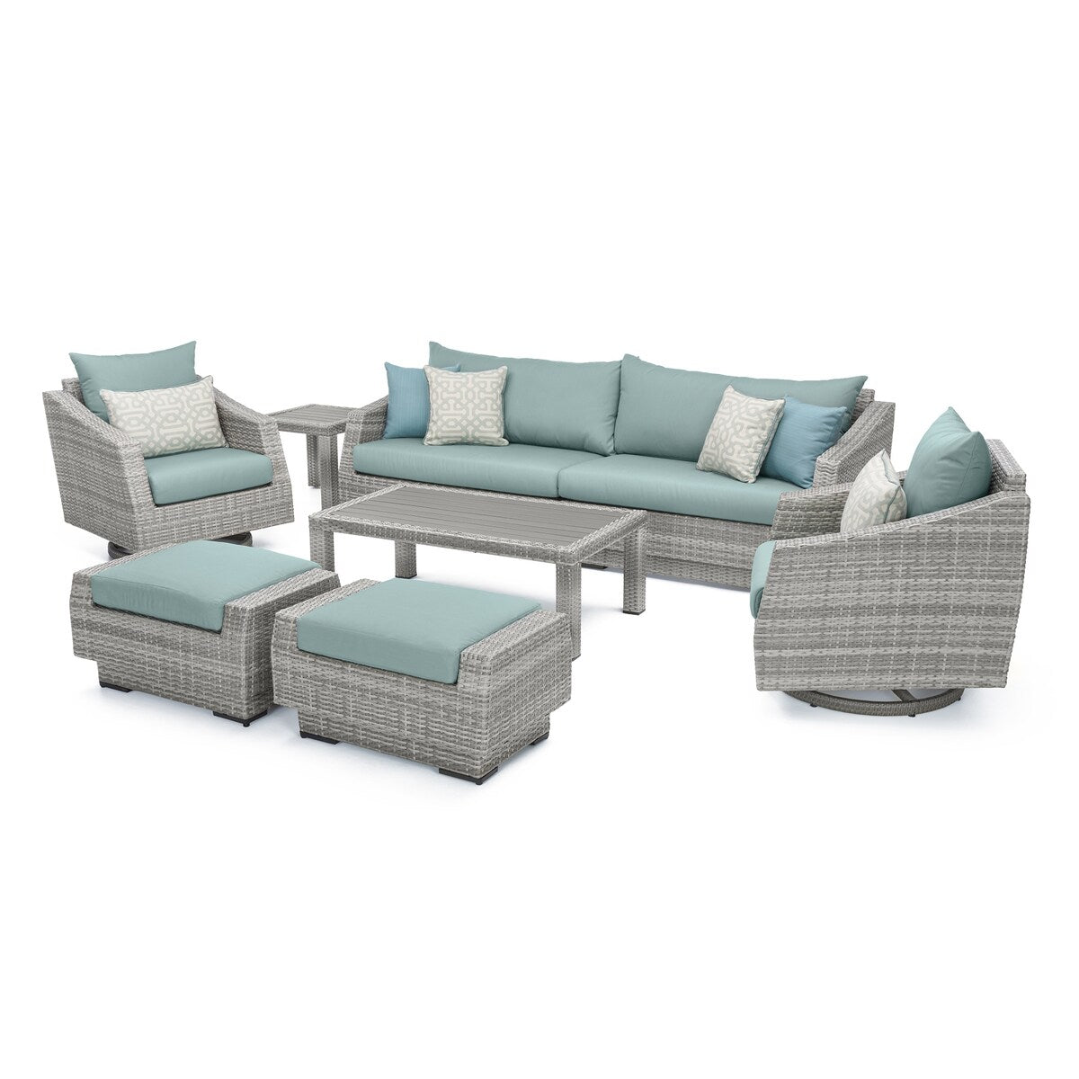 Cannes Deluxe 8 Piece Sunbrella Outdoor Patio Sofa & Club Chair Set