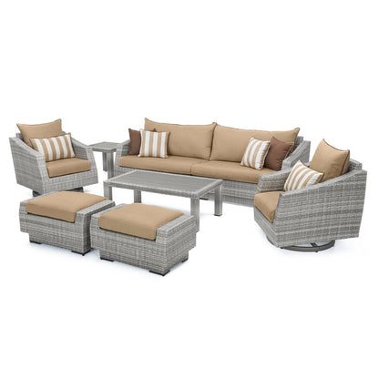 Cannes Deluxe 8 Piece Sunbrella Outdoor Patio Sofa & Club Chair Set