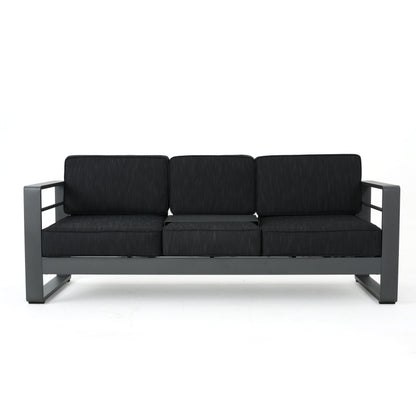 Cape Coral Aluminum 7-piece Sofa Chat Set with Fire Pit by Christopher Knight Home