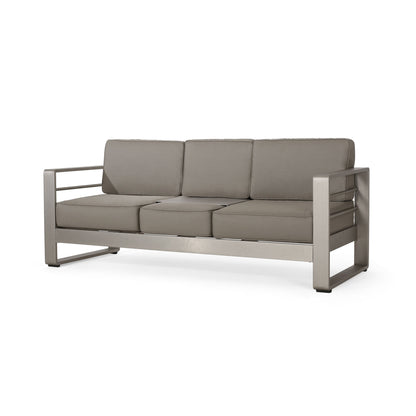 Cape Coral Aluminum and Sunbrella Outdoor 5 Seater Chat Set with Cushions by Christopher Knight Home