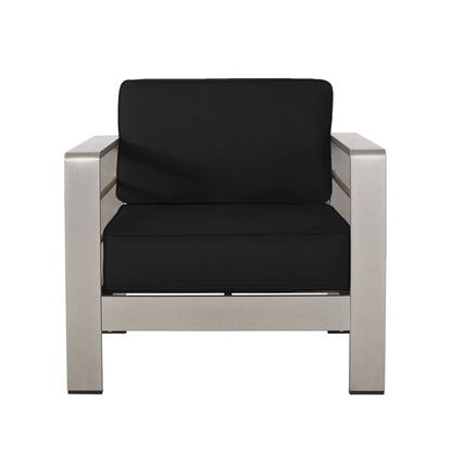 Cape Coral Aluminum and Sunbrella Outdoor 5 Seater Chat Set with Cushions by Christopher Knight Home