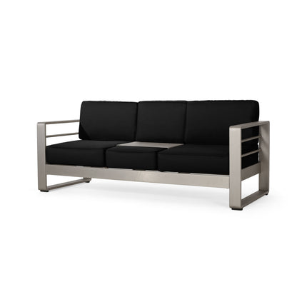 Cape Coral Aluminum and Sunbrella Outdoor 5 Seater Chat Set with Cushions by Christopher Knight Home