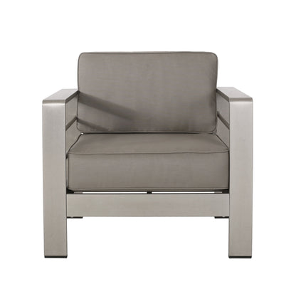 Cape Coral Aluminum and Sunbrella Outdoor 5 Seater Chat Set with Cushions by Christopher Knight Home