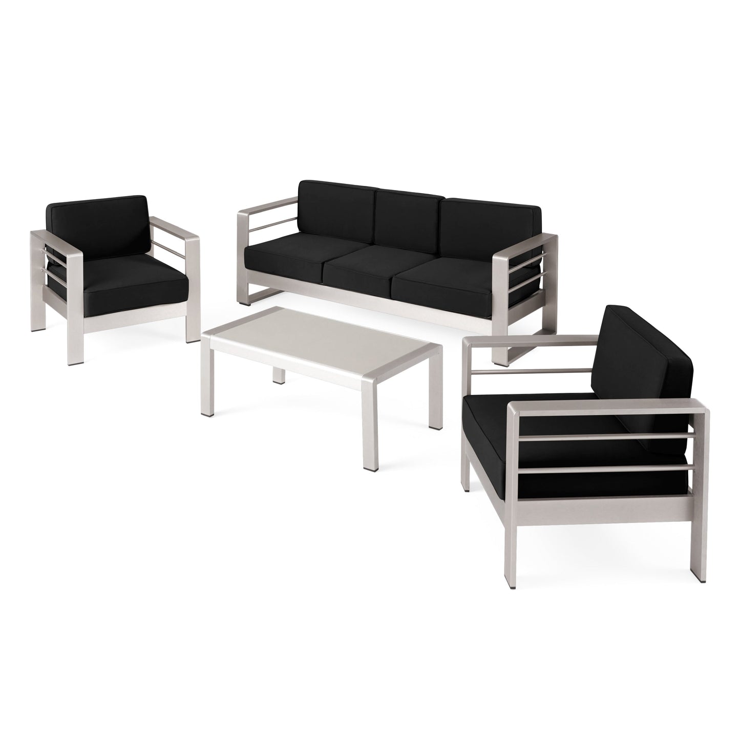 Cape Coral Aluminum and Sunbrella Outdoor 5 Seater Chat Set with Cushions by Christopher Knight Home