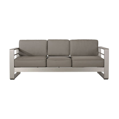 Cape Coral Aluminum and Sunbrella Outdoor 5 Seater Chat Set with Cushions by Christopher Knight Home