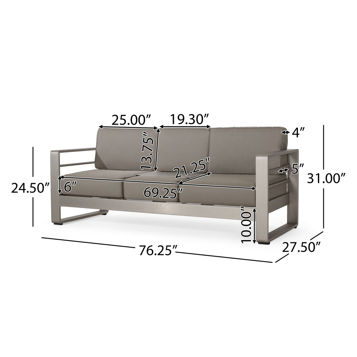 Cape Coral Aluminum and Sunbrella Outdoor 5 Seater Chat Set with Cushions by Christopher Knight Home