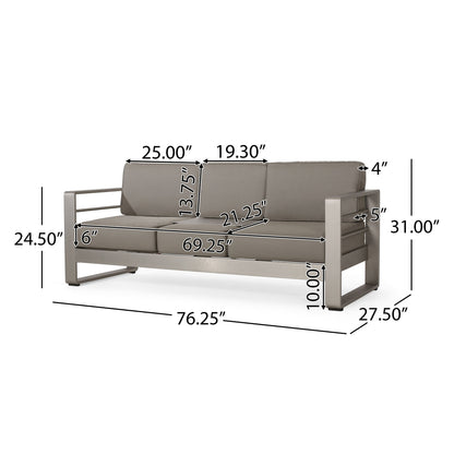 Cape Coral Aluminum and Sunbrella Outdoor 5 Seater Chat Set with Cushions by Christopher Knight Home