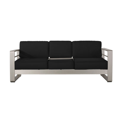 Cape Coral Aluminum and Sunbrella Outdoor 5 Seater Chat Set with Cushions by Christopher Knight Home
