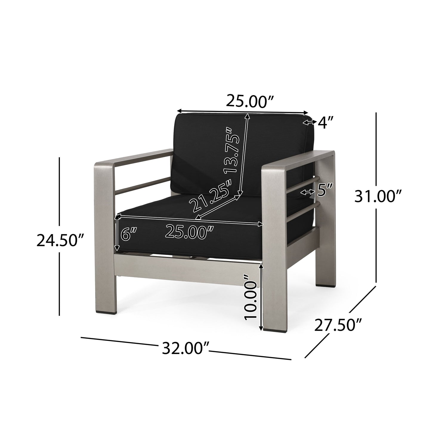 Cape Coral Aluminum and Sunbrella Outdoor 5 Seater Chat Set with Cushions by Christopher Knight Home
