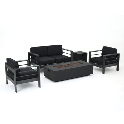 Cape Coral Grey 5-piece Fire Table Patio Chat Set by Christopher Knight Home