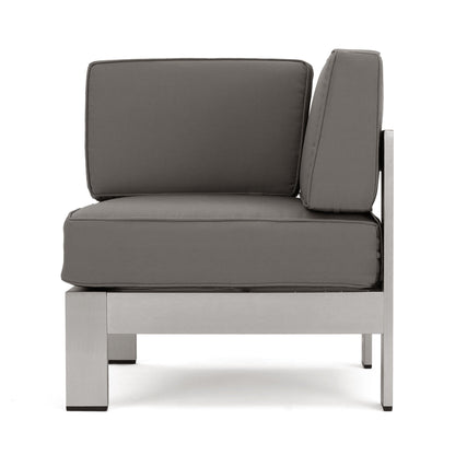 Cape Coral Outdoor 11 Seater Aluminum U-Shaped Sofa Sectional and Table Set by Christopher Knight Home