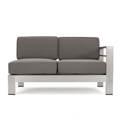Cape Coral Outdoor 11 Seater Aluminum U-Shaped Sofa Sectional and Table Set by Christopher Knight Home