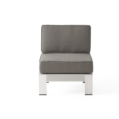 Cape Coral Outdoor 11 Seater Aluminum U-Shaped Sofa Sectional and Table Set by Christopher Knight Home