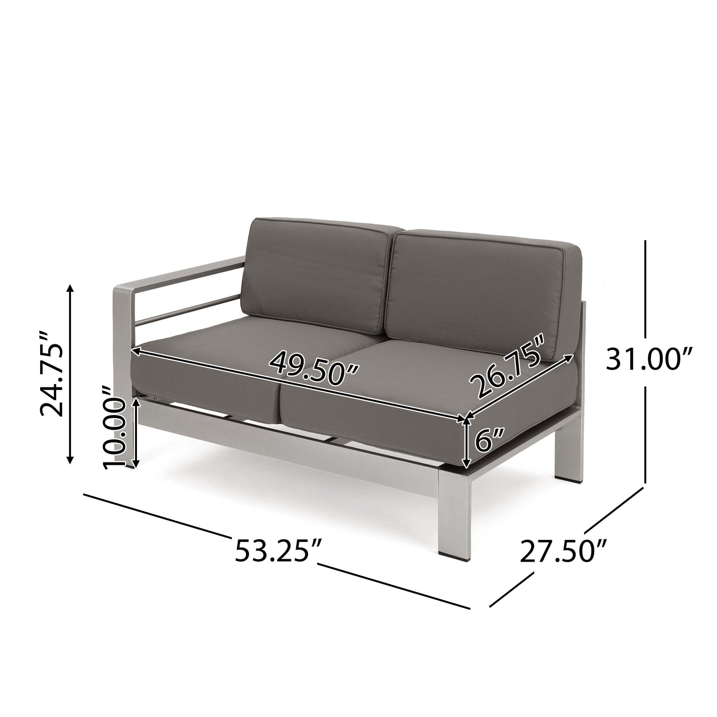 Cape Coral Outdoor 11 Seater Aluminum U-Shaped Sofa Sectional and Table Set by Christopher Knight Home