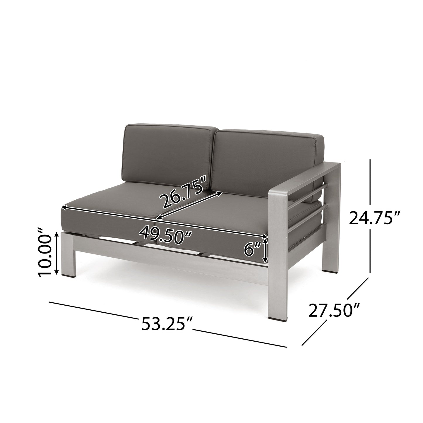 Cape Coral Outdoor 11 Seater Aluminum U-Shaped Sofa Sectional and Table Set by Christopher Knight Home